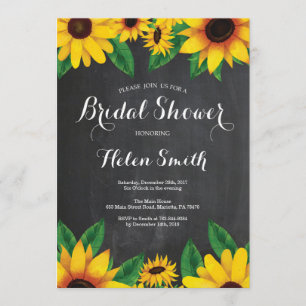 Sunflowers Bridal Shower Invitation Chalkboard