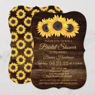 Sunflowers Bridal Shower Invitation Rustic Wood