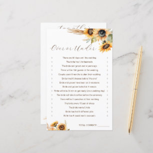 Sunflowers bridal shower Over or Under game
