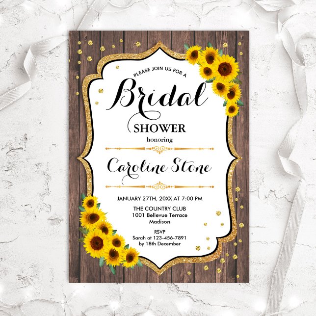 Sunflowers Bridal Shower - Rustic Wood Invitation (Creator Uploaded)