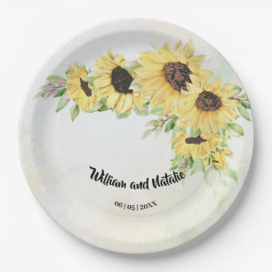 Sunflowers Bridal Wedding Reception Paper Plate