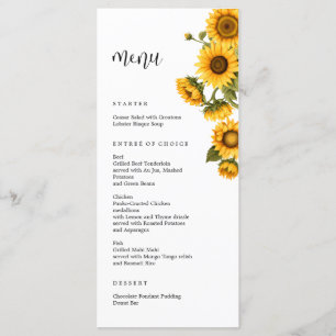 Sunflowers bright Bridal Shower Menu