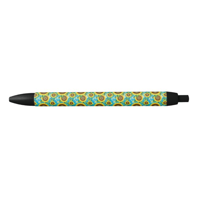 Sunflowers Bright Summer Nature Flora Black Ink Pen (Front)