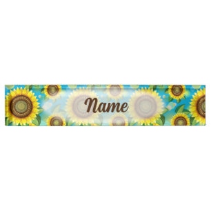 Sunflowers Bright Summer Nature Flora Nameplate