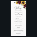 Sunflowers Burgundy Red Floral Rustic Wedding Programme<br><div class="desc">Sunflowers Burgundy Floral Rustic Wedding Program. Floral Merlot Red Burgundy Wedding Order of Service</div>