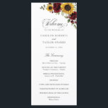 Sunflowers Burgundy Red Floral Rustic Wedding Programme<br><div class="desc">Sunflowers Burgundy Floral Rustic Wedding Program. Floral Merlot Red Burgundy Wedding Order of Service</div>