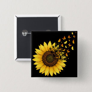 Sunflowers Butterflies 15 Cm Square Badge