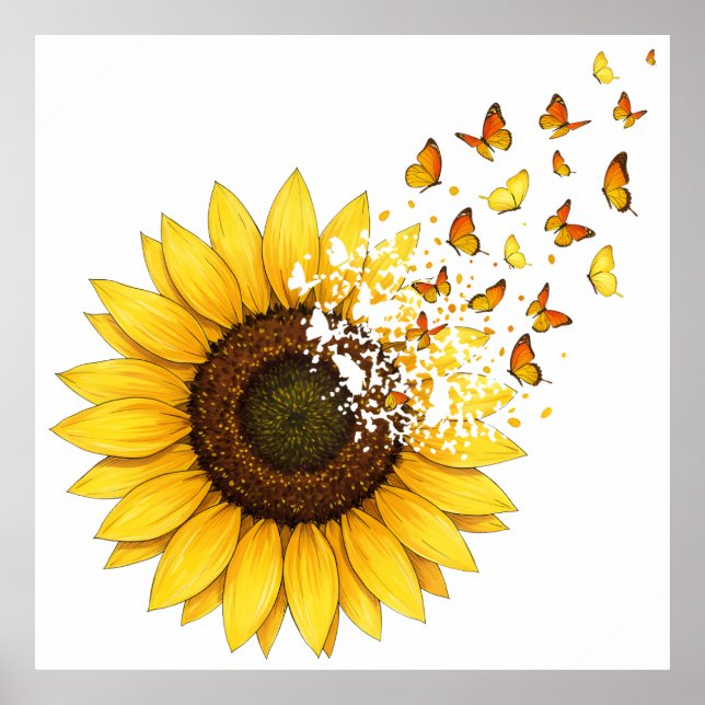 Sunflowers Butterflies Poster (Front)