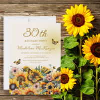 Sunflowers Butterflies Women's 30th Birthday Party
