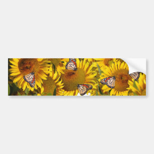Sunflowers Butterfly Flowers Floral Bumper Sticker