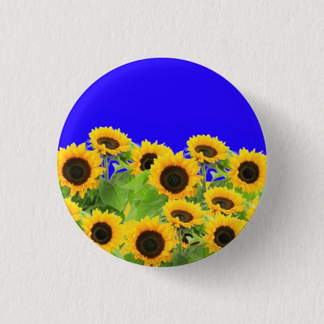Sunflowers Button Ukraine Flag Color Freedom Peace (Front)