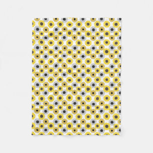 Sunflowers bx4 White BG Fleece Blanket