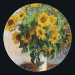 Sunflowers by Monet Classic Round Sticker<br><div class="desc">Impressionist painting "Sunflowers" from 1881 by Claude Monet.</div>