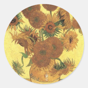 Sunflowers by Van Gogh Classic Round Sticker