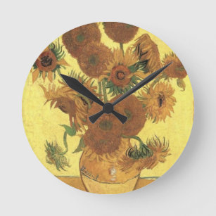 Sunflowers by Van Gogh Round Clock