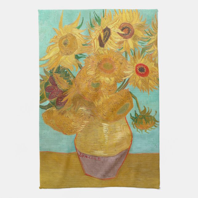 Sunflowers by Van Gogh Tea Towel (Vertical)