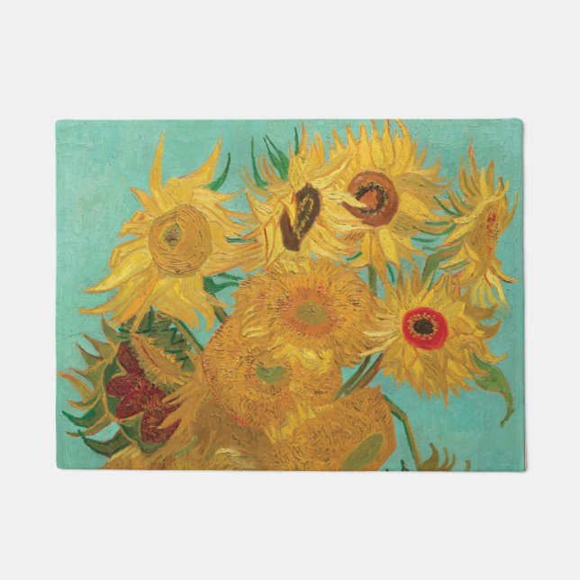Sunflowers by Vincent Van Gogh Doormat (Front)