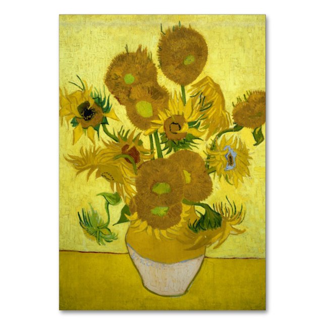 Sunflowers by Vincent Van Gogh Table Number (Front)