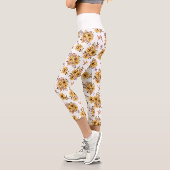Sunflowers Capri Leggings (Left)