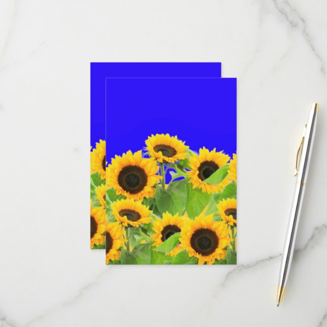 Sunflowers Card Ukraine Flag Colours (Front/Back In Situ)