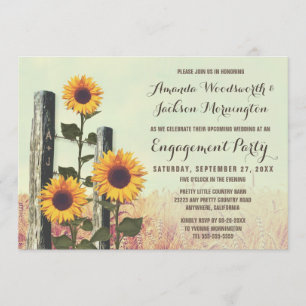 Sunflowers Carved Engagement Party Invitations