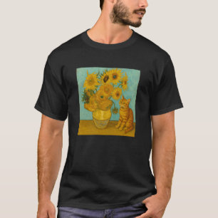 Sunflowers Cat Famous Artist Painting Funny Kitten T-Shirt