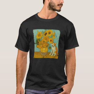 Sunflowers Cat Funny Famous Artist Kitten Painting T-Shirt