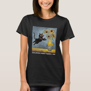 Sunflowers Cat Meme Art Graphic T-Shirt