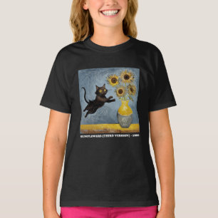 Sunflowers Cat Meme Art Graphic T-Shirt