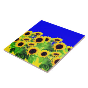 Sunflowers Ceramic Tile Ukraine Flag Colours