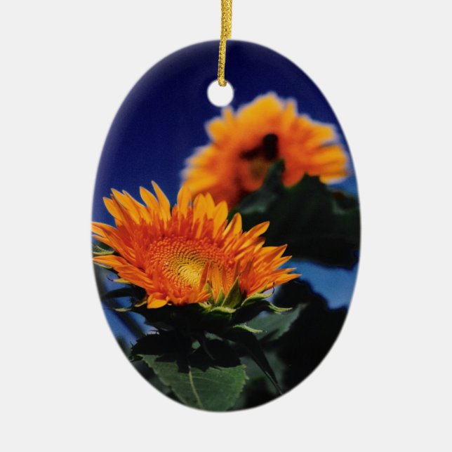 Sunflowers Ceramic Tree Decoration (Front)