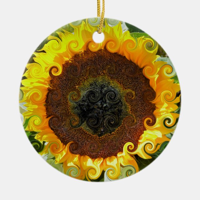 SUNFLOWERS CERAMIC TREE DECORATION (Front)