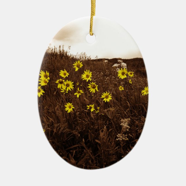 Sunflowers Ceramic Tree Decoration (Front)