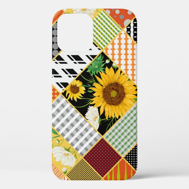 Sunflowers Chamomile, Patchwork Watercolor. Case-Mate iPhone Case (Back)