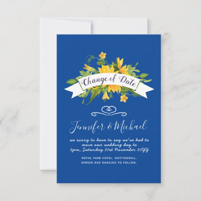 Sunflowers Change of Date Postponement Plans Note (Front)