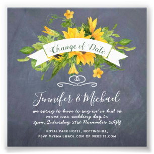 Sunflowers Change of Date Postponement Plans Note Photo Print