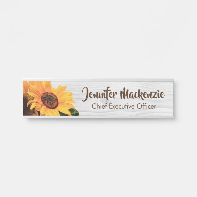Sunflowers Cheerful Hanging Door Sign Name Plate (Front)