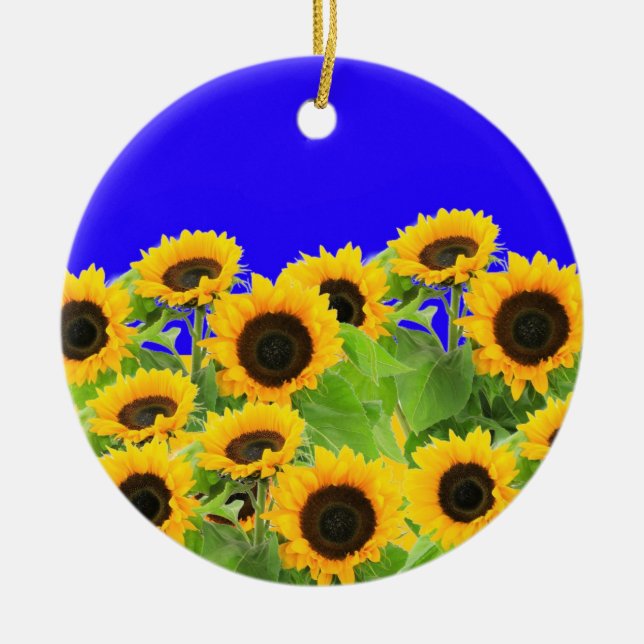 Sunflowers Christmas Ornament Ukraine Flag Colors (Front)