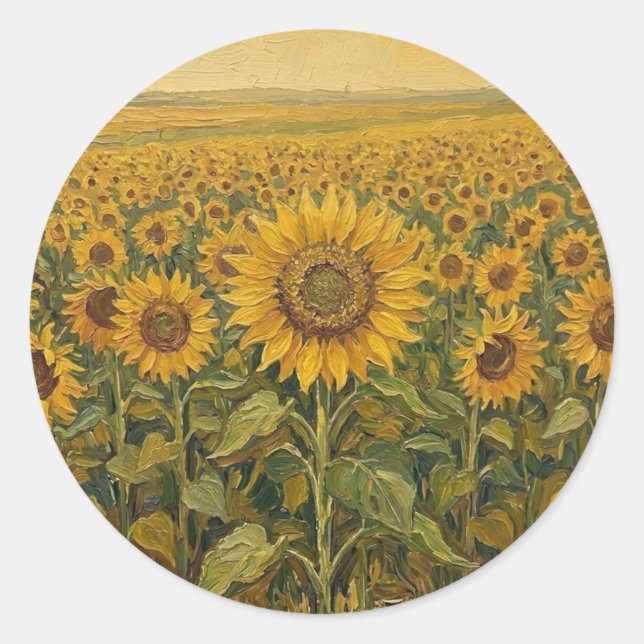 Sunflowers Classic Round Sticker (Front)