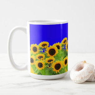 Sunflowers Coffee Mugs Ukrainian Flag Colours