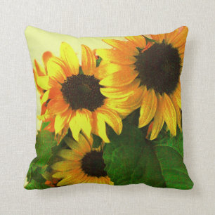 Sunflowers colourful yellow cushion