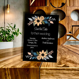 Sunflowers contrast black wedding save the date