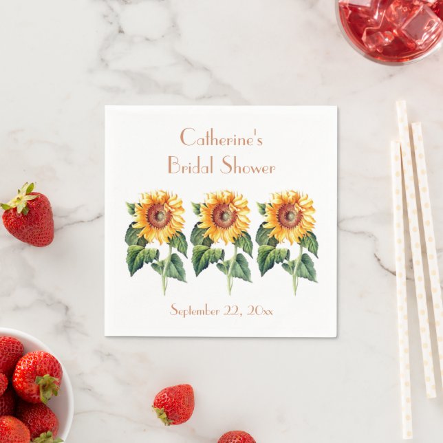 Sunflowers Country Floral Bridal Shower or Wedding Napkin (Insitu)