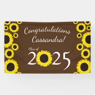 Sunflowers Country Graduation Party Brown Banner