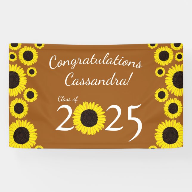 Sunflowers Country Graduation Party Rust Orange Banner (Horizontal)
