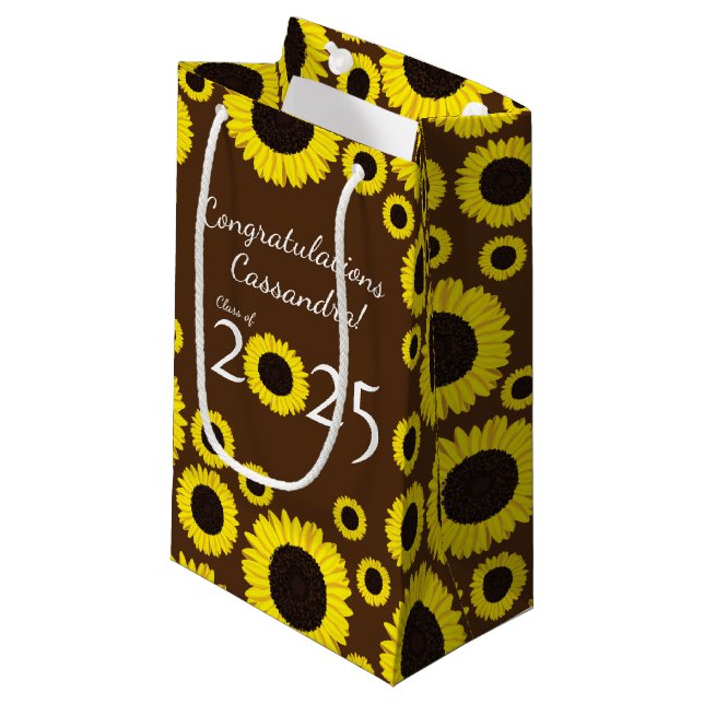 Sunflowers Country Graduation Party Small Gift Bag (Front Angled)