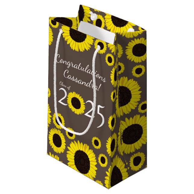 Sunflowers Country Graduation Party Small Gift Bag (Front Angled)