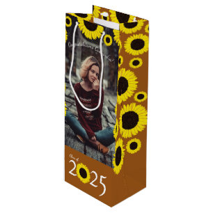 Sunflowers Country Graduation Party Wine Gift Bag