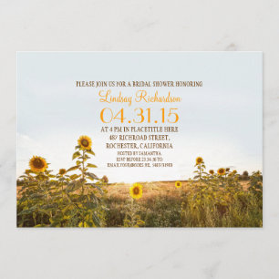 Sunflowers country rustic bridal shower invite