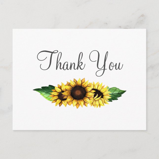Sunflowers Country Rustic Wedding Thank You Postcard (Front)